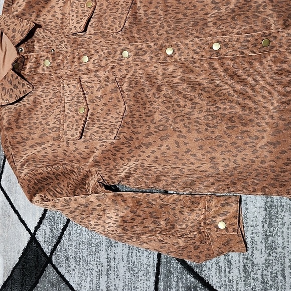 MITTOSHOP LEOPARD PRINT CORDUROY SNAP-BUTTON JACKET - Picture 4 of 14